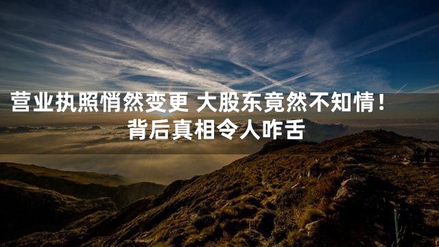 营业执照悄然变更 大股东竟然不知情！背后真相令人咋舌