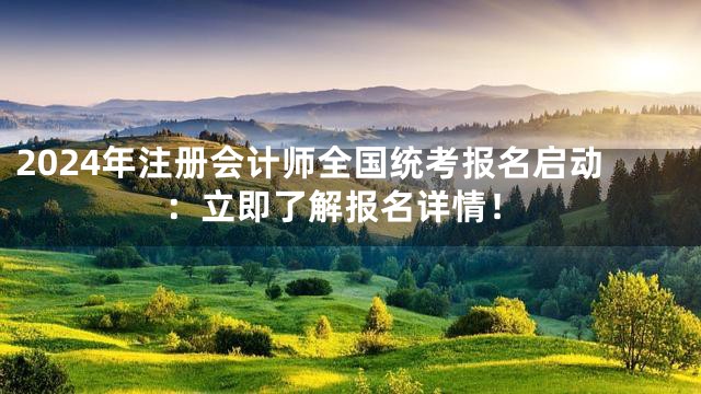 2024年注册会计师全国统考报名启动：立即了解报名详情！