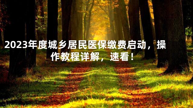 2023年度城乡居民医保缴费启动，操作教程详解，速看！