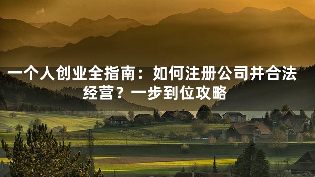 一个人创业全指南：如何注册公司并合法经营？一步到位攻略