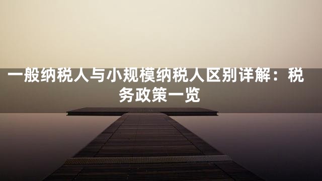 一般纳税人与小规模纳税人区别详解：税务政策一览