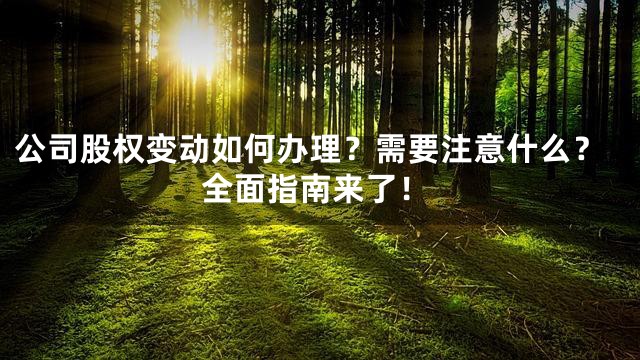 公司股权变动如何办理？需要注意什么？全面指南来了！