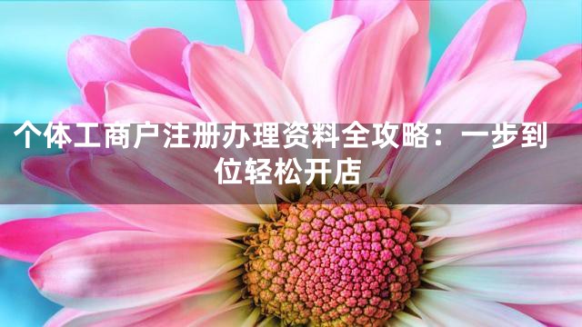 个体工商户注册办理资料全攻略：一步到位轻松开店