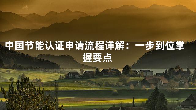 中国节能认证申请流程详解：一步到位掌握要点