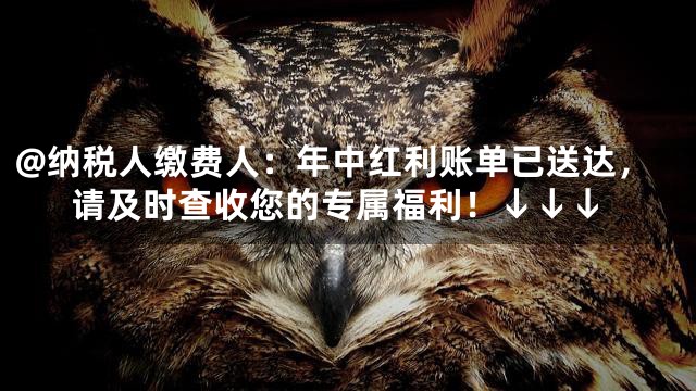 @纳税人缴费人：年中红利账单已送达，请及时查收您的专属福利！↓↓↓