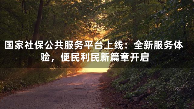 国家社保公共服务平台上线：全新服务体验，便民利民新篇章开启