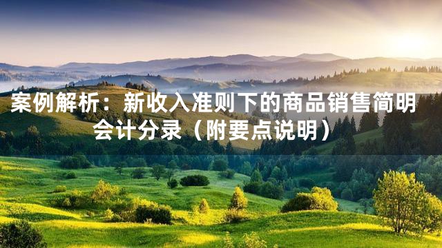 案例解析：新收入准则下的商品销售简明会计分录（附要点说明）