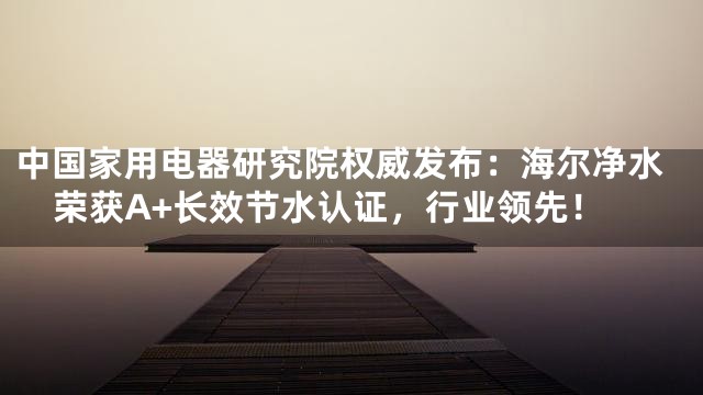中国家用电器研究院权威发布：海尔净水荣获A+长效节水认证，行业领先！