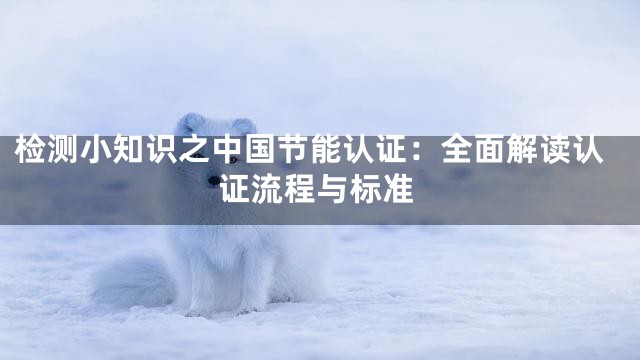 检测小知识之中国节能认证：全面解读认证流程与标准
