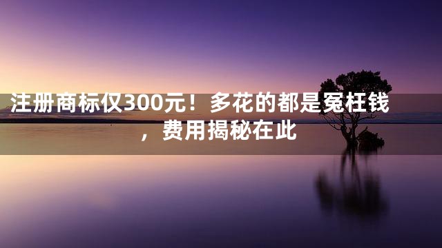 注册商标仅300元！多花的都是冤枉钱，费用揭秘在此