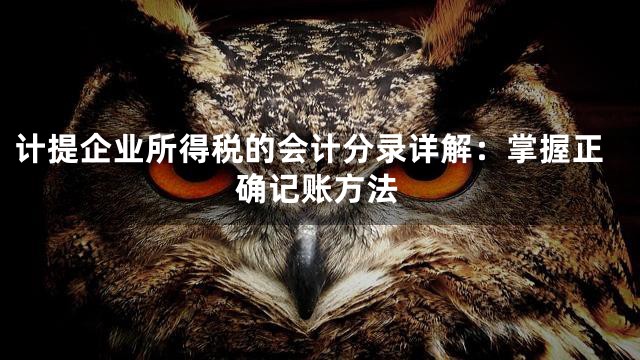 计提企业所得税的会计分录详解：掌握正确记账方法