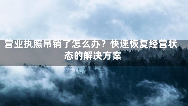 营业执照吊销了怎么办？快速恢复经营状态的解决方案