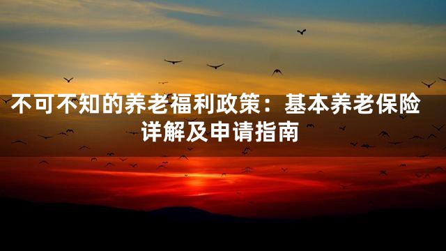 不可不知的养老福利政策：基本养老保险详解及申请指南
