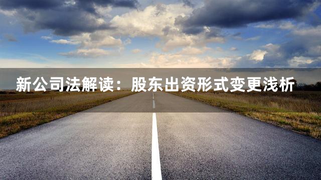 新公司法解读：股东出资形式变更浅析