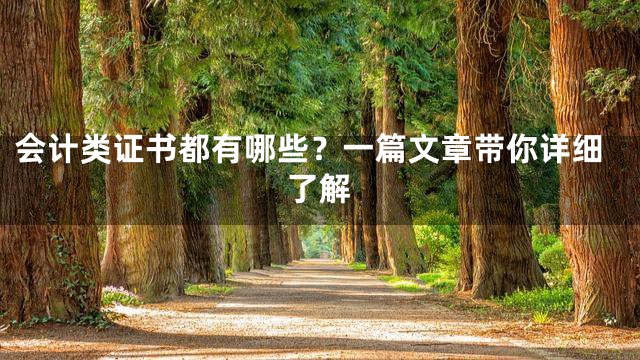 会计类证书都有哪些？一篇文章带你详细了解