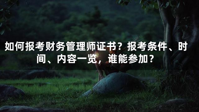 如何报考财务管理师证书？报考条件、时间、内容一览，谁能参加？