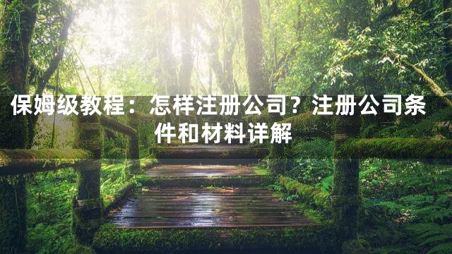 保姆级教程：怎样注册公司？注册公司条件和材料详解