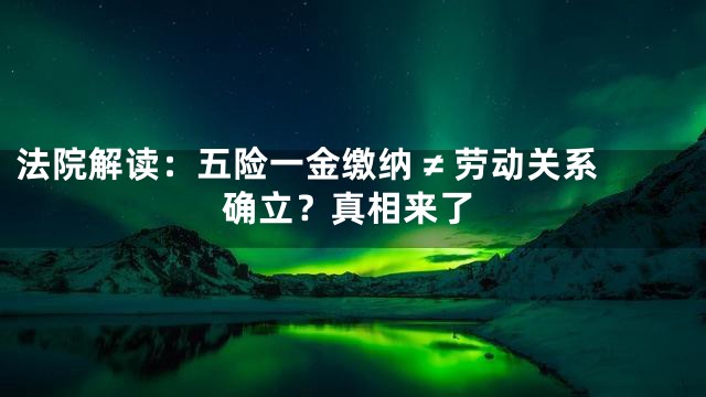 法院解读：五险一金缴纳 ≠ 劳动关系确立？真相来了