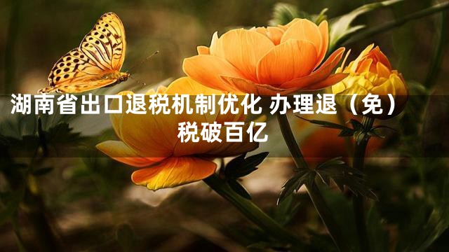 湖南省出口退税机制优化 办理退（免）税破百亿