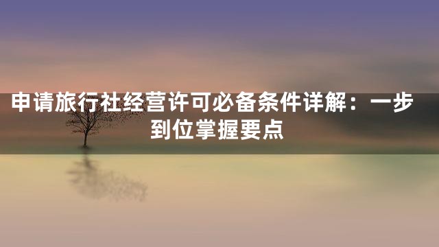 申请旅行社经营许可必备条件详解：一步到位掌握要点