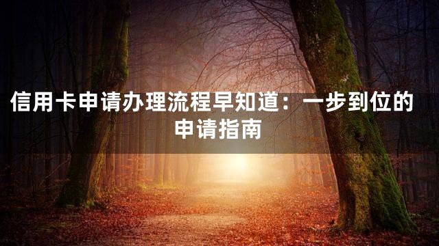 信用卡申请办理流程早知道：一步到位的申请指南