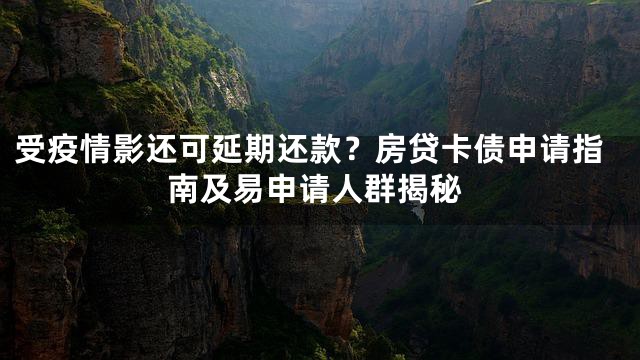 受疫情影还可延期还款？房贷卡债申请指南及易申请人群揭秘