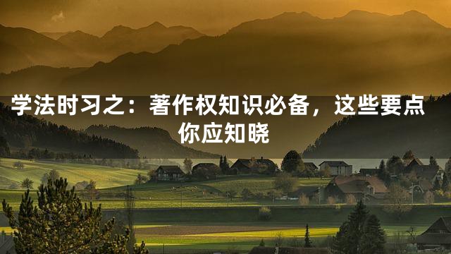 学法时习之：著作权知识必备，这些要点你应知晓