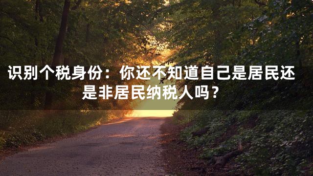 识别个税身份：你还不知道自己是居民还是非居民纳税人吗？