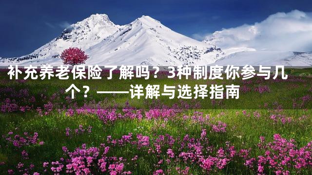 补充养老保险了解吗？3种制度你参与几个？——详解与选择指南