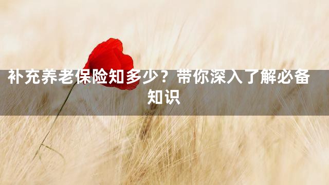 补充养老保险知多少？带你深入了解必备知识