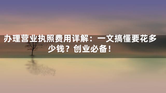 办理营业执照费用详解：一文搞懂要花多少钱？创业必备！