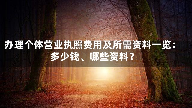 办理个体营业执照费用及所需资料一览：多少钱、哪些资料？