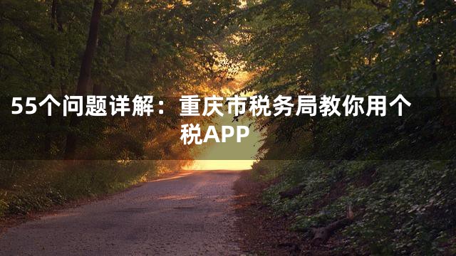 55个问题详解：重庆市税务局教你用个税APP