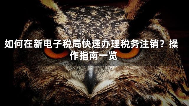 如何在新电子税局快速办理税务注销？操作指南一览