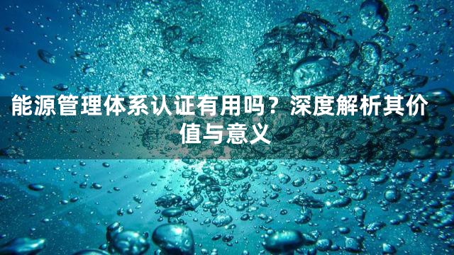 能源管理体系认证有用吗？深度解析其价值与意义
