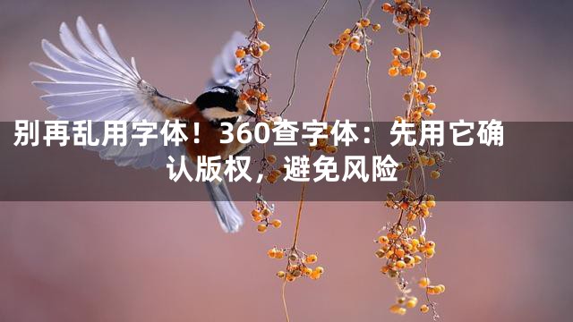 别再乱用字体！360查字体：先用它确认版权，避免风险