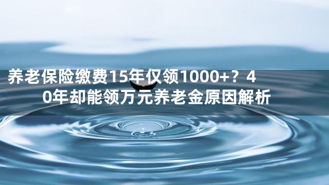 养老保险缴费15年仅领1000+？40年却能领万元养老金原因解析
