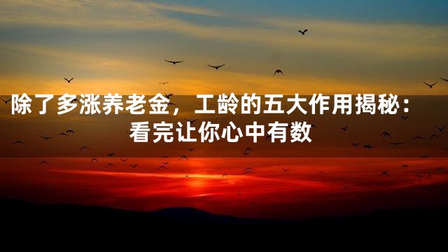 除了多涨养老金，工龄的五大作用揭秘：看完让你心中有数