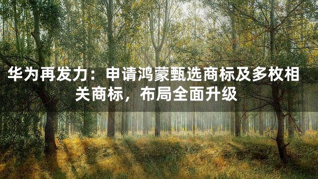 华为再发力：申请鸿蒙甄选商标及多枚相关商标，布局全面升级