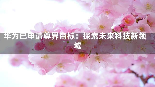 华为已申请尊界商标：探索未来科技新领域