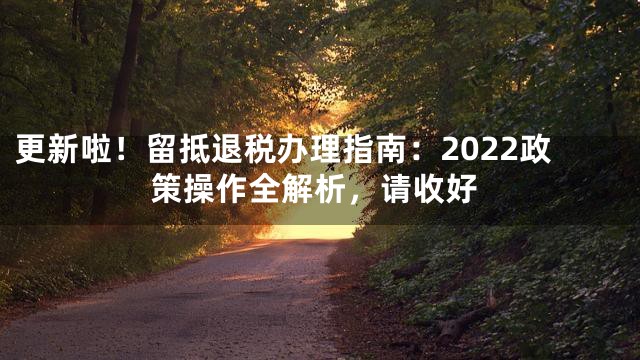 更新啦！留抵退税办理指南：2022政策操作全解析，请收好