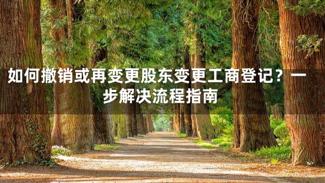 如何撤销或再变更股东变更工商登记？一步解决流程指南