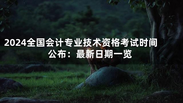 2024全国会计专业技术资格考试时间公布：最新日期一览