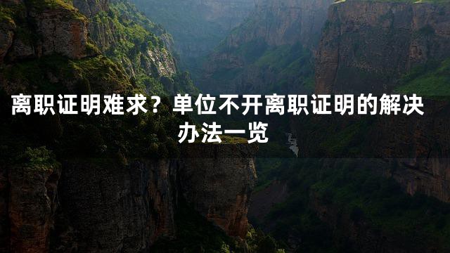 离职证明难求？单位不开离职证明的解决办法一览
