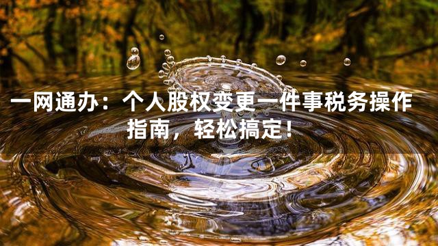 一网通办：个人股权变更一件事税务操作指南，轻松搞定！