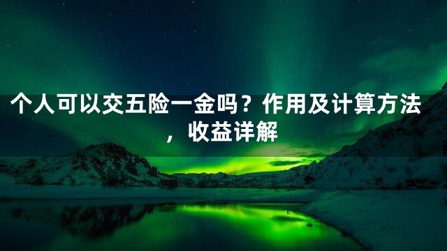 个人可以交五险一金吗？作用及计算方法，收益详解