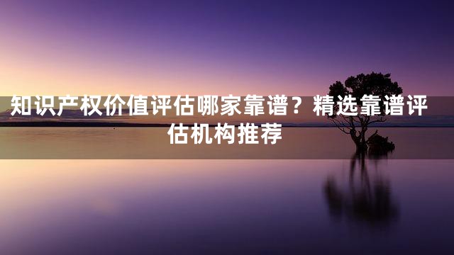知识产权价值评估哪家靠谱？精选靠谱评估机构推荐