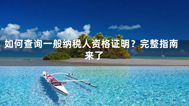 如何查询一般纳税人资格证明？完整指南来了
