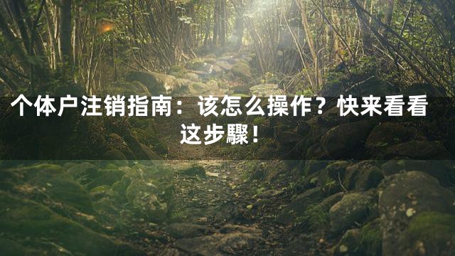 个体户注销指南：该怎么操作？快来看看这步驟！