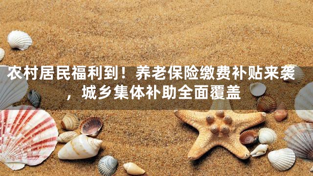 农村居民福利到！养老保险缴费补贴来袭，城乡集体补助全面覆盖